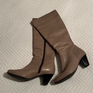 Taupe 2 inch heel boots. Lined.